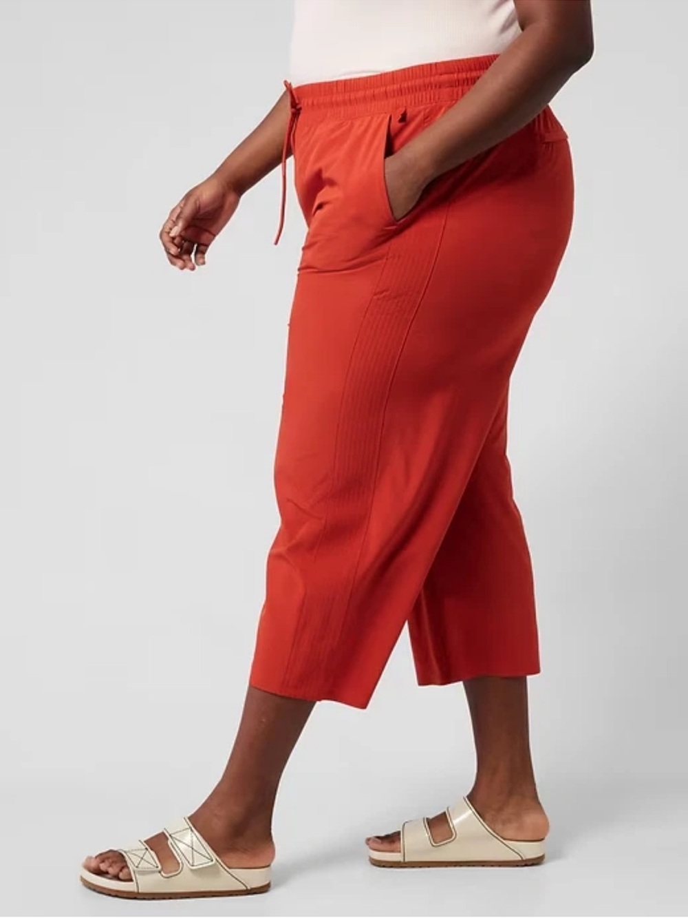 Athleta Avenue Wide Leg Crop Pant Orange Red | Women’s Size 18